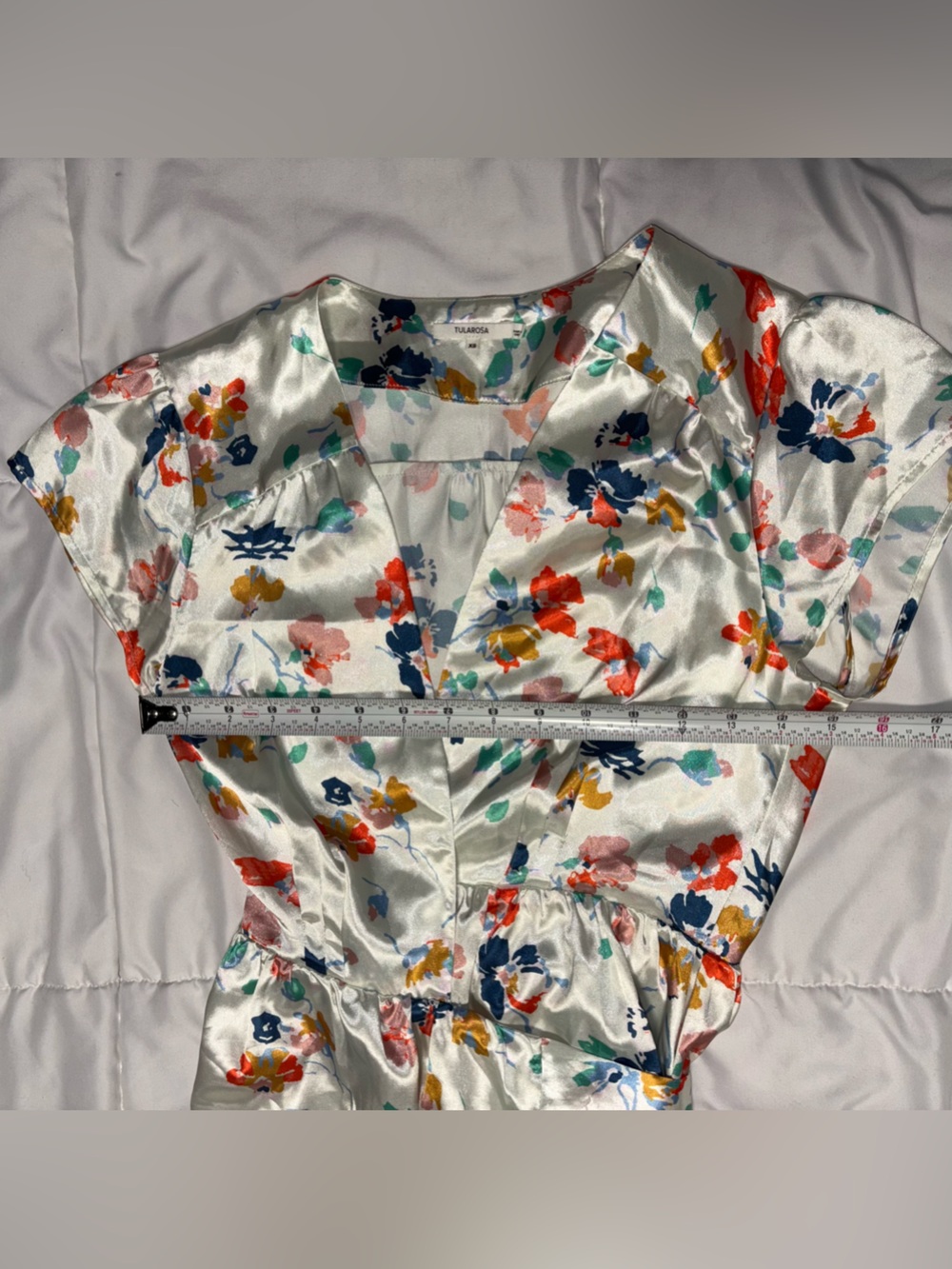 TULAROSA Maxi Adjustable Wrap Dress Bloom XL Satin Silky Floral Short Sleeve - Picture 7 of 8